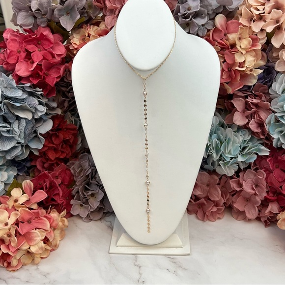 Long Tassel Pearl and Round Disc Necklace - Picture 7 of 16